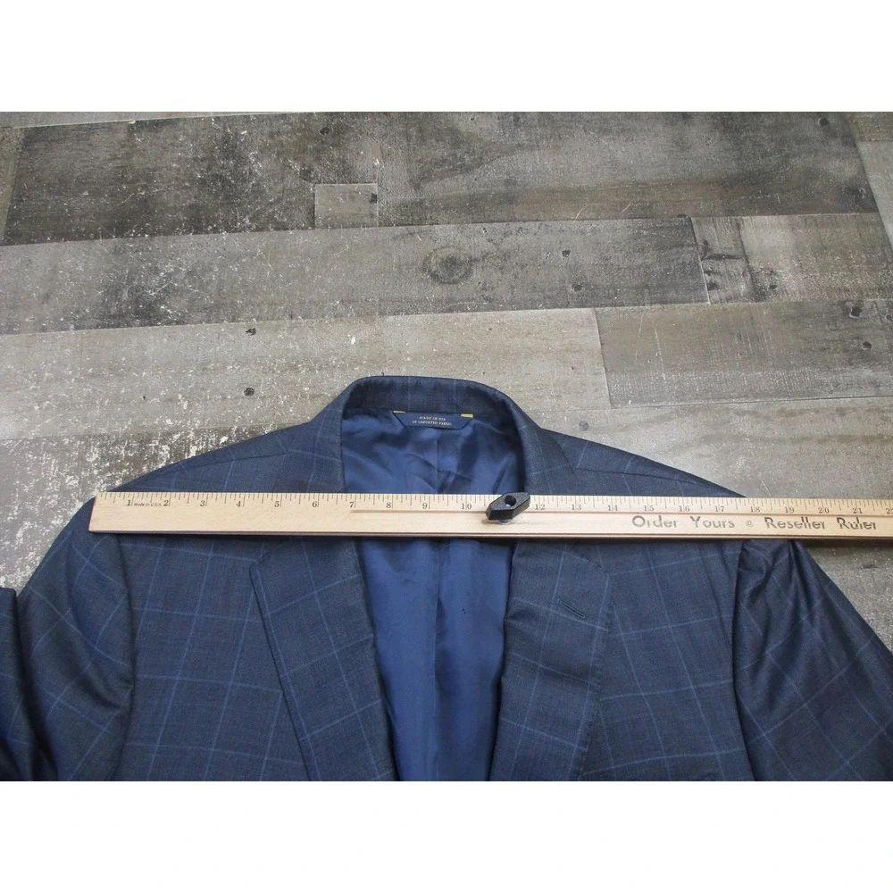 Brooks Brothers Blazer Mens 44 Regular Navy Windowpane 1818 Regent Wool Made USA